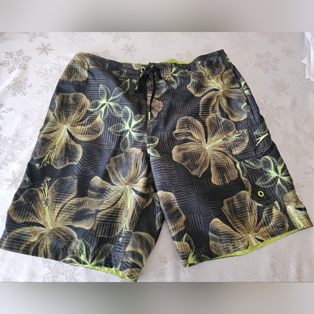 Speedo Men's  Swim Shorts Trunks Hawaiian Print SZ L